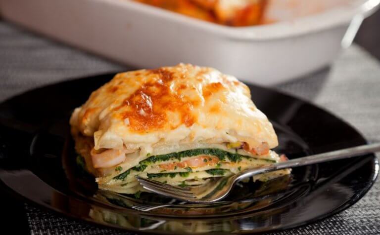zalm en spinazie lasagne