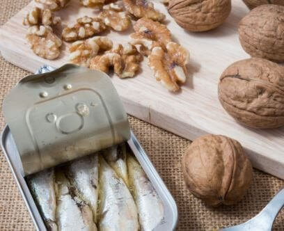 Walnoten en sardientjes bevatten veel omega 3-vetzuren