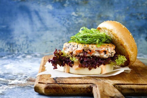 Zalm en garnalenburger